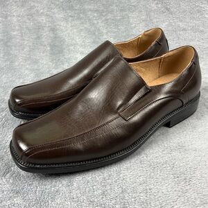 Bruno Marc Mens Size 13 Brown Formal Dress Square Toe Slip on Loafer Shoes **NEW